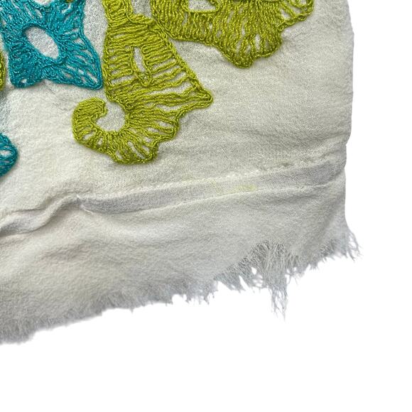 NAMRATA JOSHIPURA Floral Embroidered Silk Blouse Teal Gold Sequins Tassels Sz M - Picture 9 of 11